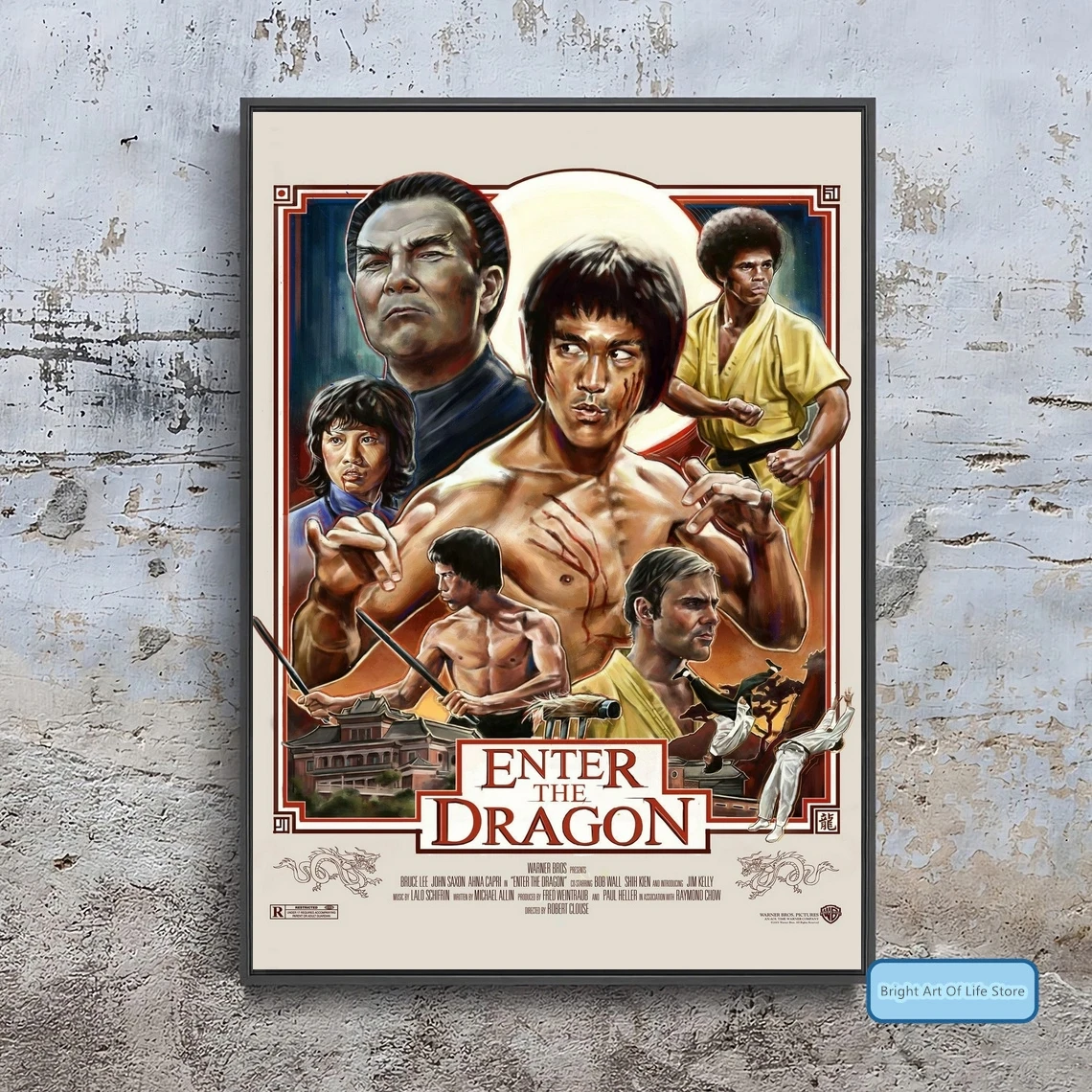 Enter the Dragon (1973) Movie Poster Cover Photo Canvas Print Wall Art Home Decor (Unframed)