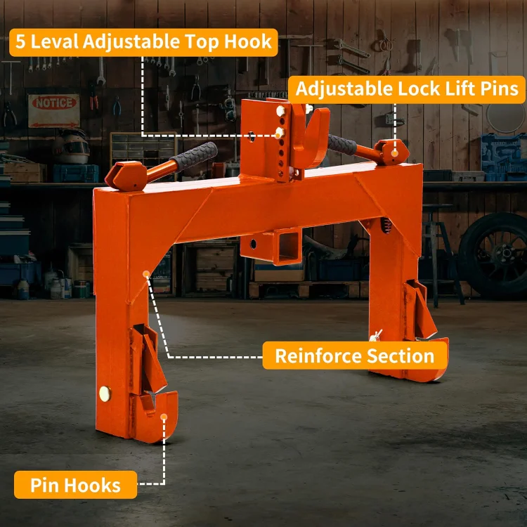3 Point Quick Hitch fits Cat 1 with 2" Receiver, 3000lbs, Orange 3