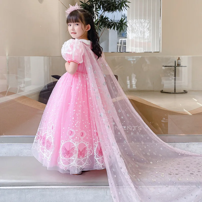 Rapunzel Dress Girls Summer and Autumn Pink Girls' Birthday Sophia