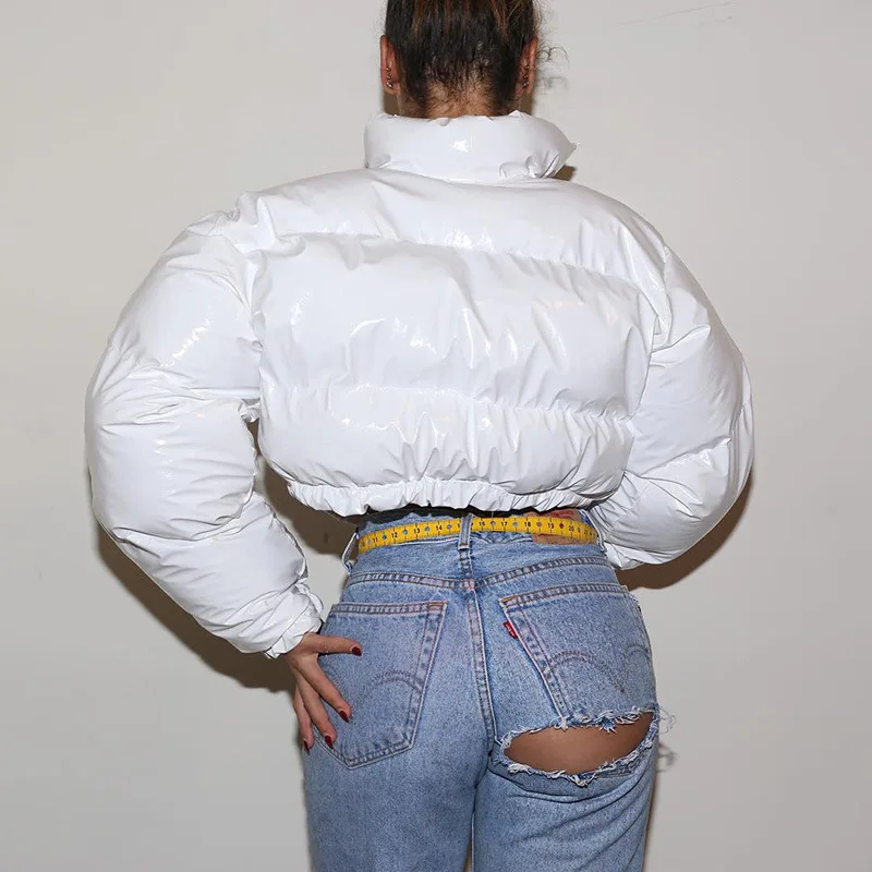 Bubble Coat Women's 5 Colors Fashion Long Sleeve Solid Zipper Cropped Puffer Jacket Thick Lady Winter Casual Warm Outfits S-XL