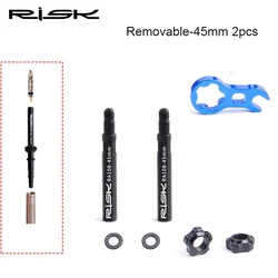 Aluminum Presta Valve Extender with Core Wrench (Removable - 45mm 2pcs)