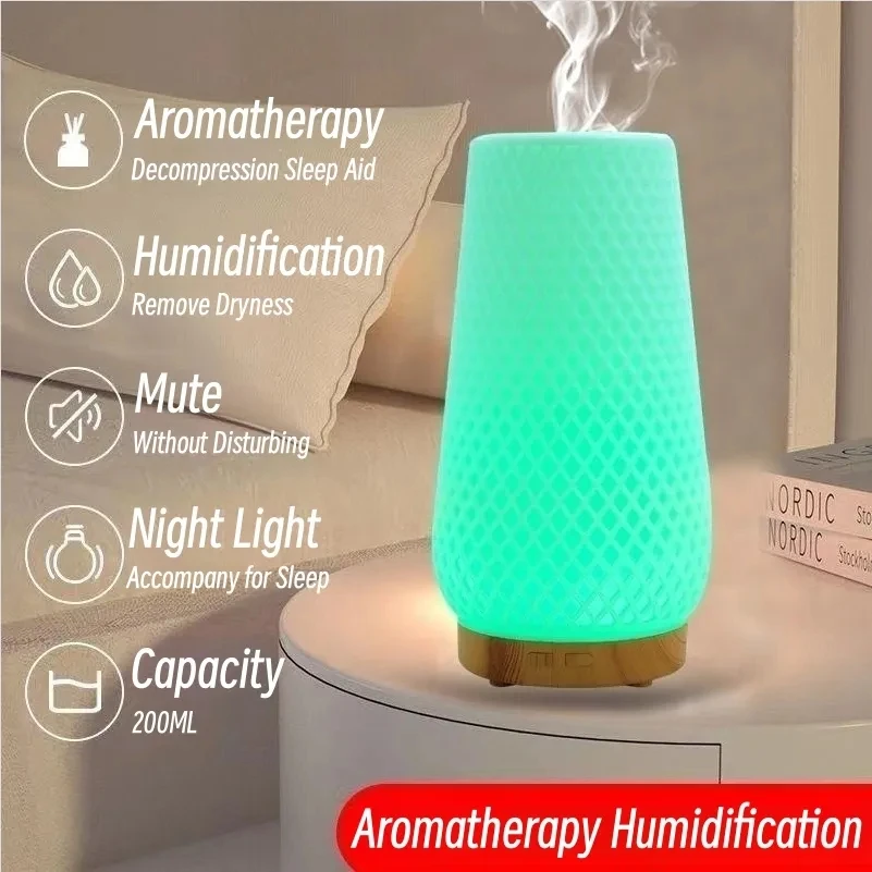 

200ML USB Air Humidifier Electric Ultrasonic Aroma Diffuser For Home Room Fragrance Essential Oil Diffuser with LED NightLight