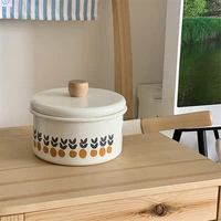 Poêle à Lait en Émail avec Couvercle, Vintage Rose, Marmite de Cuisine, Offre pour Bébé, Petit Pot à Soupe Noire, Ustensiles de Cuisine 5