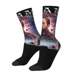 Fashion Team Edward Twilight Cursed Fan Collage Football Socks Polyester Long Socks for Unisex Sweat Absorbing