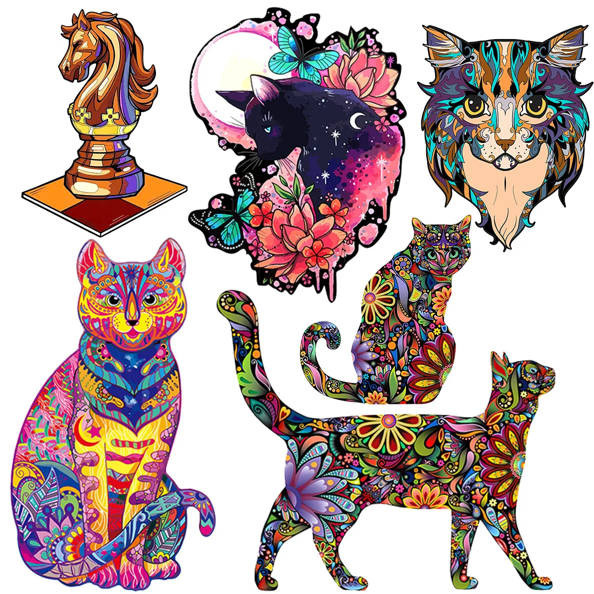 Brightly Colored Kitty Puzzle Games For Adults Kids Challenging Wooden