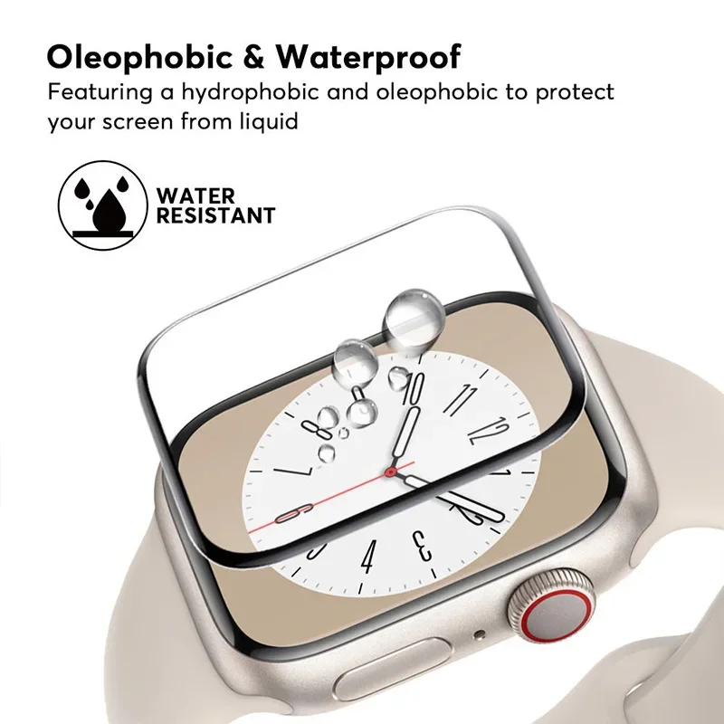 애플 워치 시리즈용 스크린 보호대, 부드러운 유리, 9D HD 풀 필름, iWatch 6, 5, 3, se, 44mm, 40mm, 42, 38mm 액세서리, 9, 8, 7, 45mm, 41mm