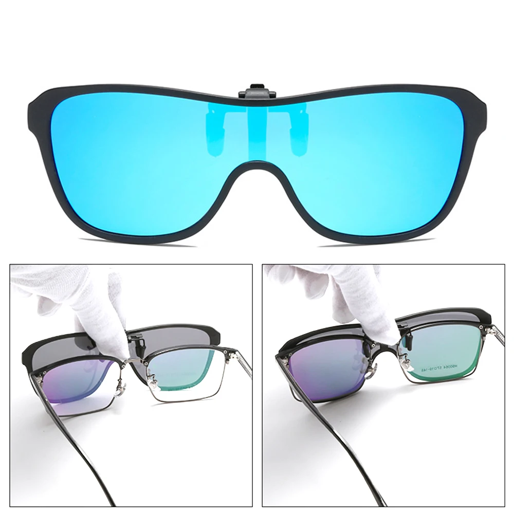 2024 Trending Clip On Occhiali Da Sole Large Frame Men Polarized Flip Up Occhiali Da Sole Guida Adapt Mirror Blue Red Lenti Polarizzanti