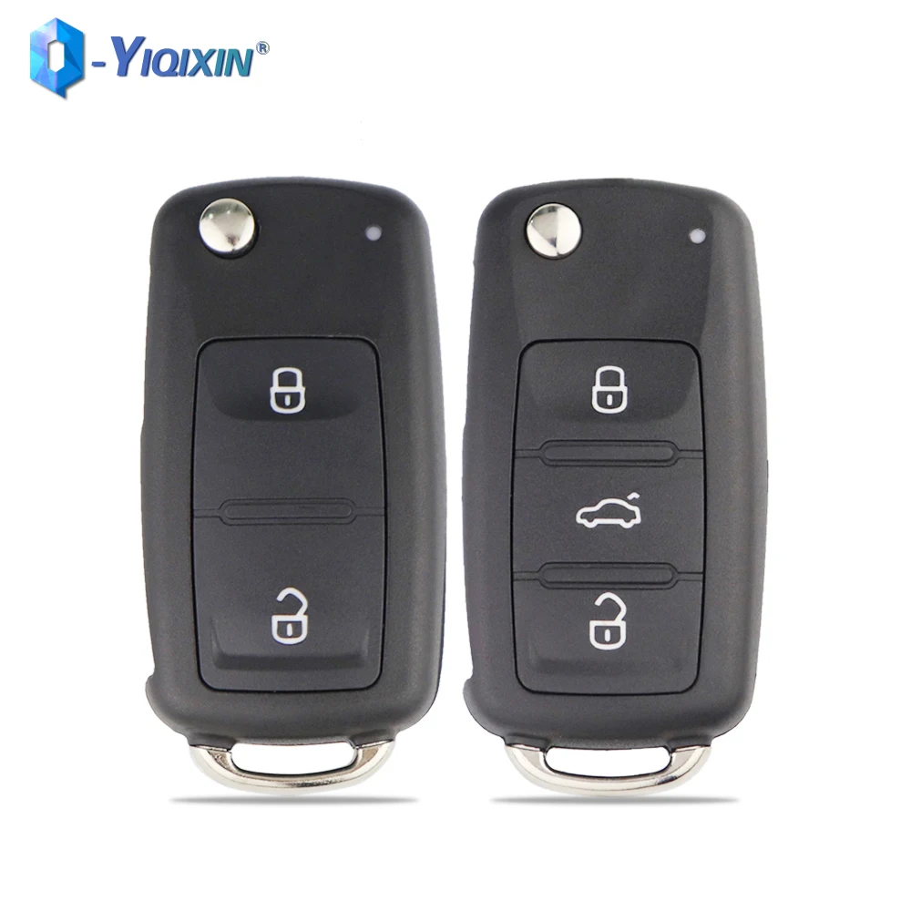 YIQIXIN 2/3 Buttons Flip Key Replacement Shell For Volkswagen VW Jetta Golf Passat Beetle Skoda Polo Seat Toledo Bora With Light yiqixin 3 button folding flip remote key 433mhz id46 pcf7941 chip for land rover range sport lr3 discovery with hu101 blade