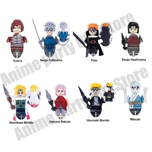 Naruto Sasuke Kakashi Akatsuki Bricks Building Blocks Anime Cartoon Mini Action Figures Heads Assembly Toys Kids Birthday Gifts 5