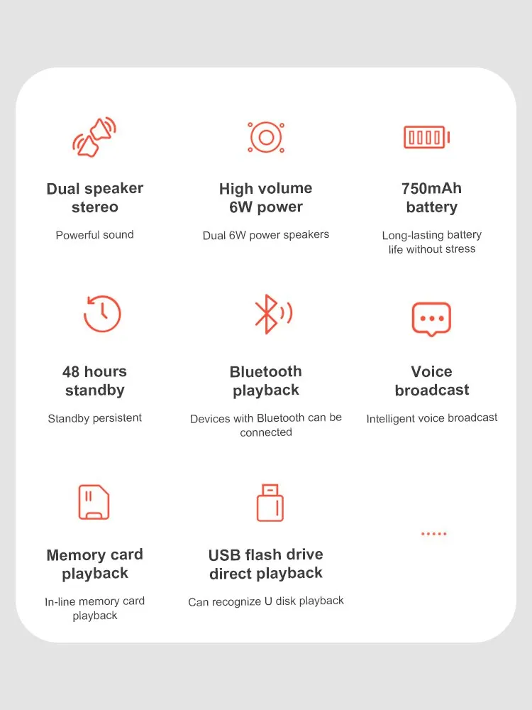 Динамік Bluetooth Подвійний динамік Стерео Відкритий Tfusb Відтворення FM Голосове мовлення Портативний сабвуфер 50 Бездротовий динамік
