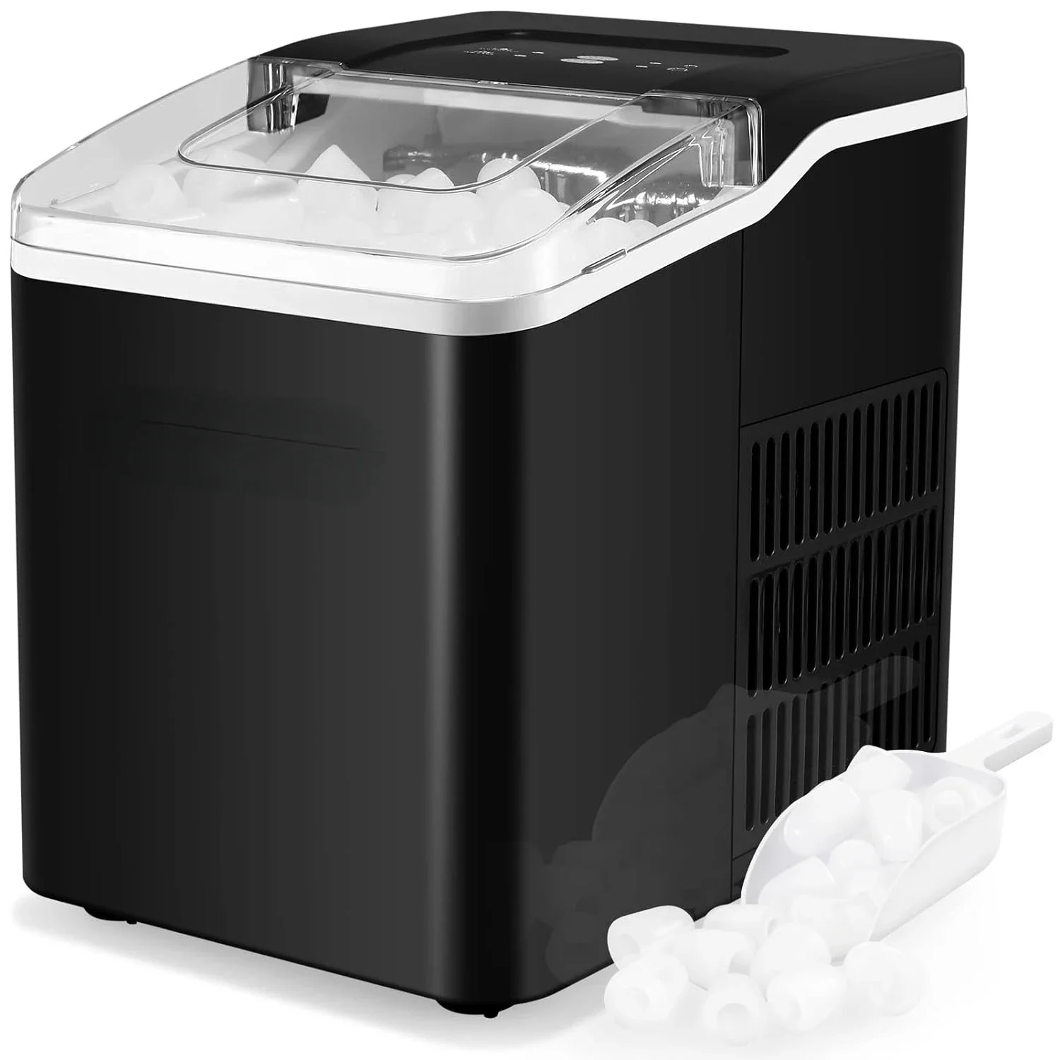 

Self-Cleaning Countertop Ice Maker - 26.5 lbs/24 hrs - 9 Ice Ready in 6-8 Mins - Ice Machine with Ice Scoop & Basket - Convenien