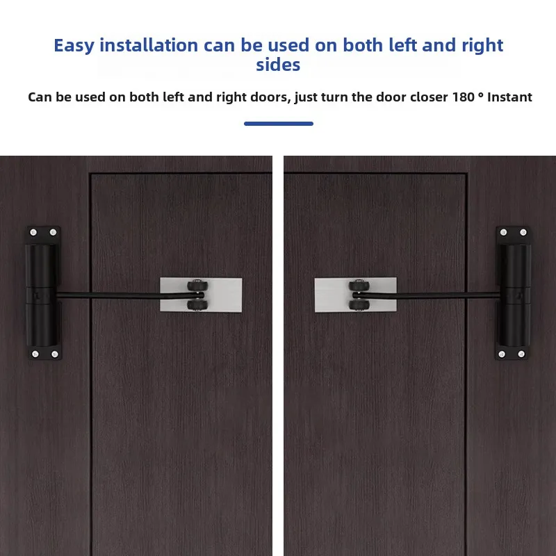 Automatic Adjustable Closer Surface Mounted Automatic Heavy Duty Safety Spring Closer for Interior Exterior Black Door