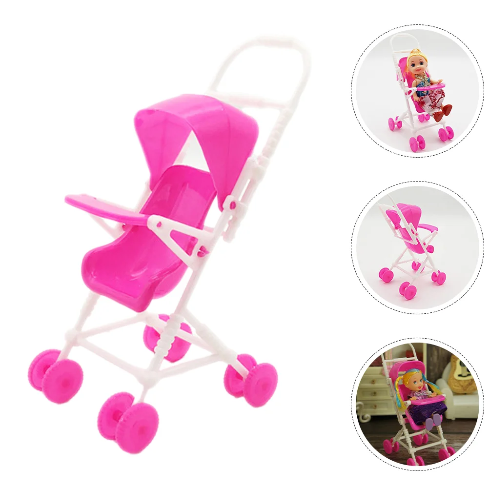 

Baby Doll Stroller Easy Fold Dolls Pushchair Foldable Baby Stroller Play Stroller Toy Canopy Swivel Wheels Basket Carriage Doll