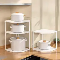 3/2 Tier Cookware Corner Rack Cabinet Organizer Bathroom Counter Storage Organizer for Kitchen Cupboard Enduring Bathroom 1