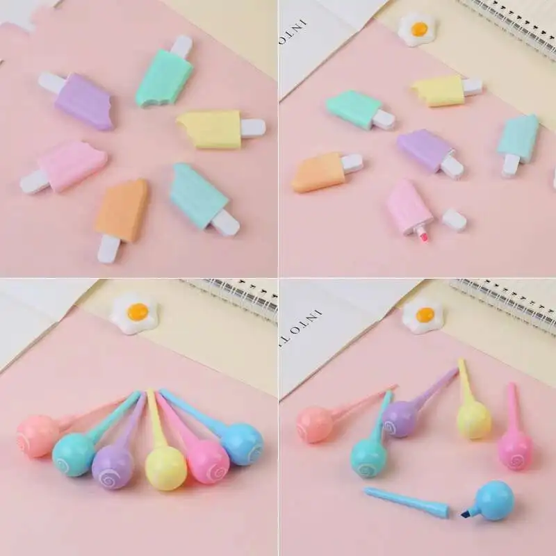 1 Stück Niedlicher Mini-Textmarker Lieblicher Cartoon-Malstift Schulbedarf Kapsel-Vitamin Kawaii Lustig – Detail 2