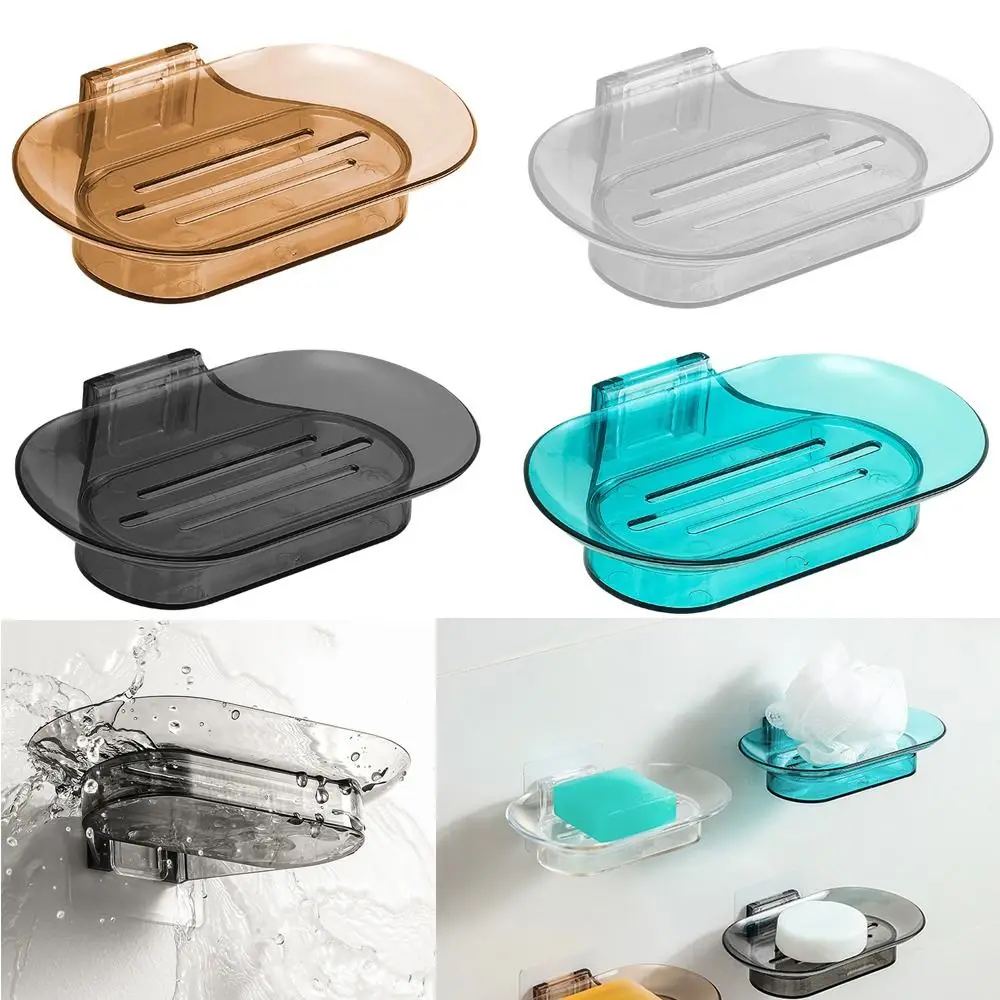 Plastic-Soap-Dish-Durable-Wall-Mounted-Drainable-Soap-Container-Tray ...