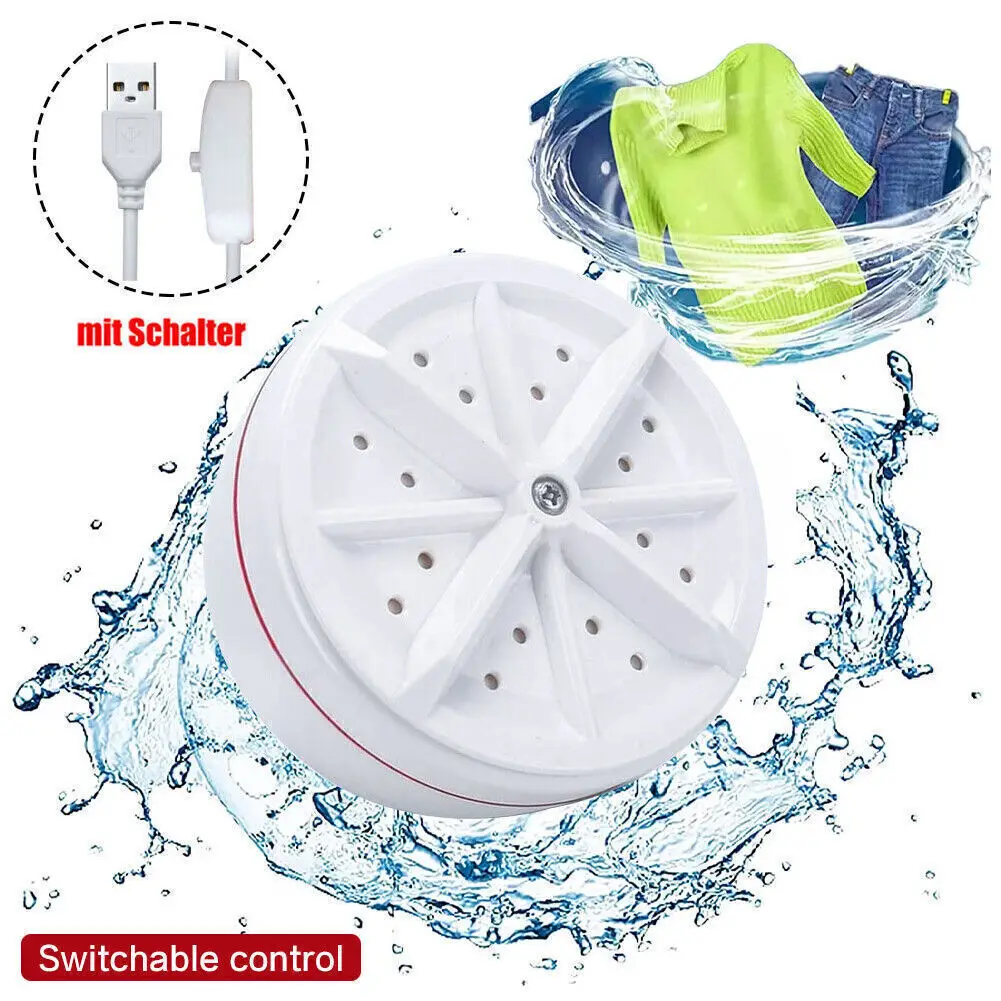 Portable ultrasonic turbo USB washing machine with switch for travel student socks underwear dishes