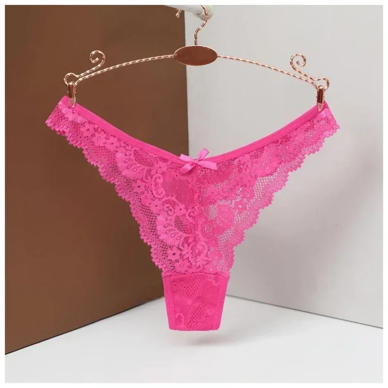 3PCS Sexy Lace Thongs Panties Women Cotton Sole Underpants Invisible T-shaped Pants G-string Low Waisted Tanga Briefs women panties