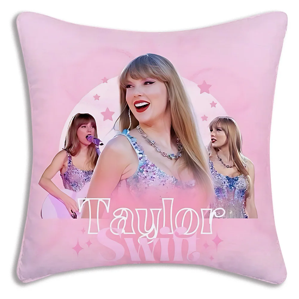 Fundas de almohada de dibujos animados T-Taylors, funda de cojín decorativa para sofá, hogar, impresión a doble cara, corta, de felpa, linda S-Swifts