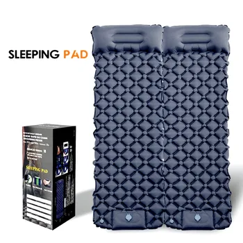 (1pcs) Outdoor Camping Mattress One Person Foot Pump Built In Moisture-proof Air Mattress With Pillow
