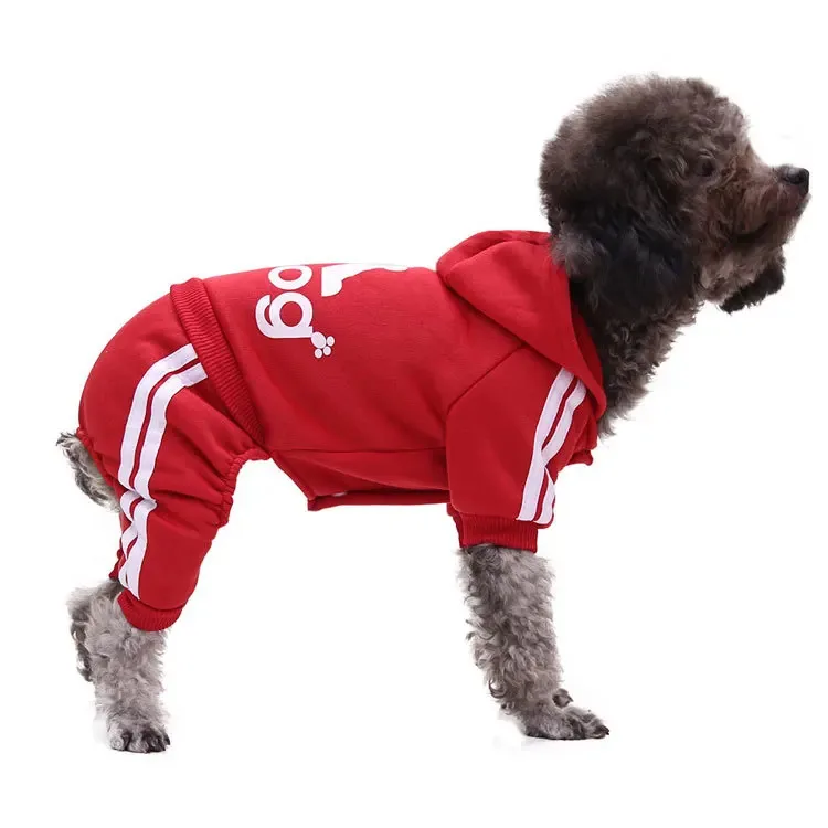 4 Legs Sweatshirt Adidog Stripes Puppy Clothes Soft Warm Pullover Dog Winter Jumpsuit Dog Hoodies for Small Medium Dogs Cats 3