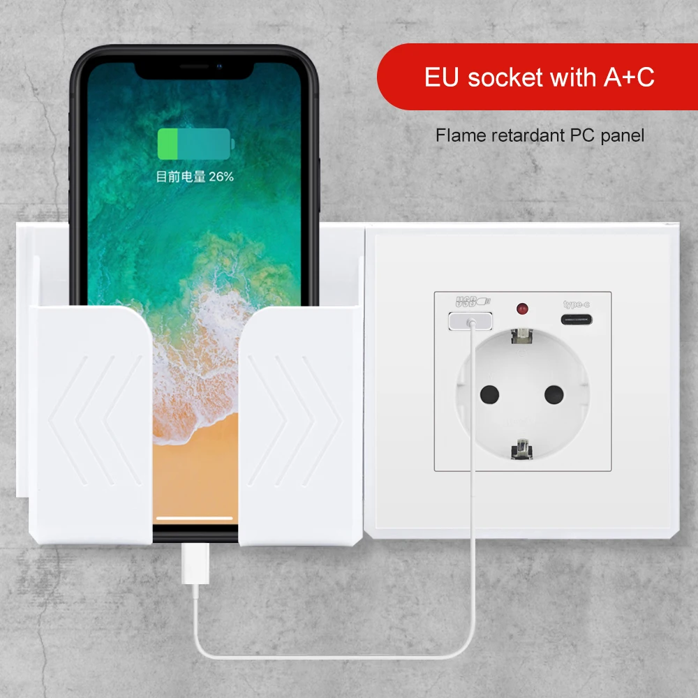 Presa a muro intelligente presa doppia USB TYPE-C adattatore per porta  caricabatterie spina elettrica ue 16A pannello in vetro di alimentazione  cucina per ufficio a casa - AliExpress