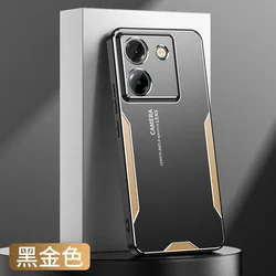 Luxury Aluminum Alloy Metal Shockproof Bumper Camera Protect Phone Case Cover for POCO M7 Pro 5G (Gold)