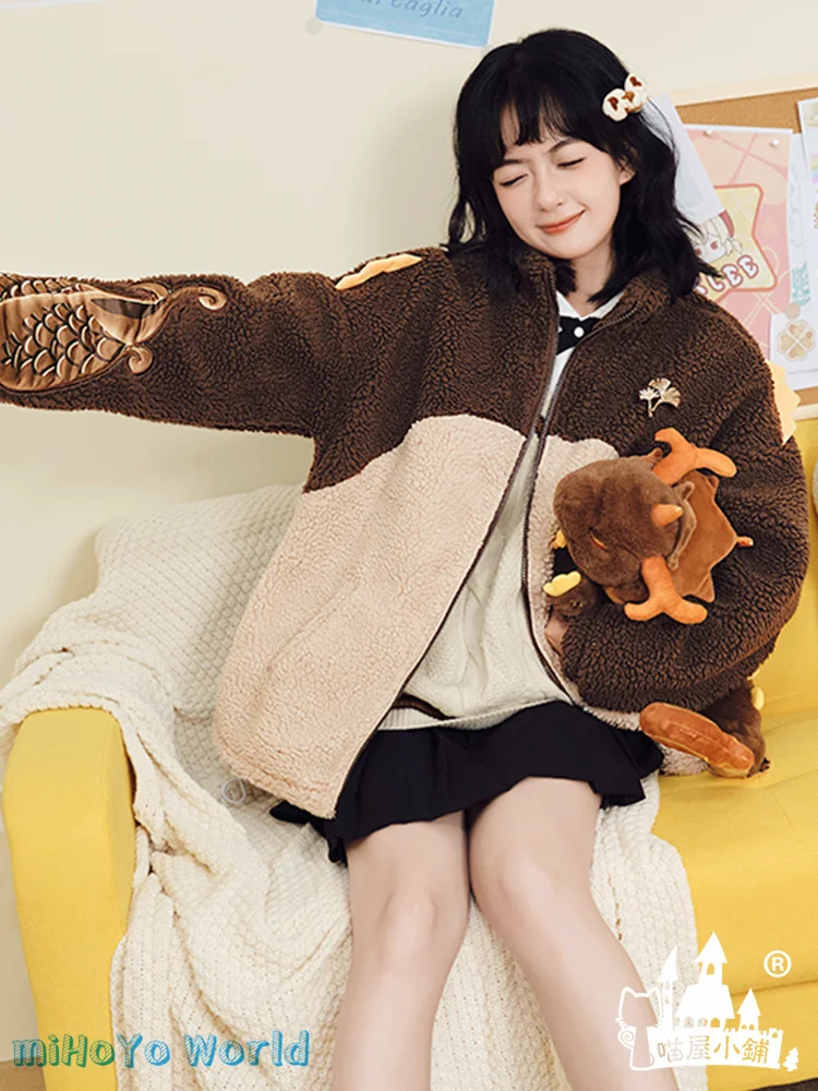 

MiHoYo Genshin Impact Zhongli Cosplay Daily Casual Wear Hairy Monster Doujin Costume Unisex Plush Sweater Coat Birthday Gifts