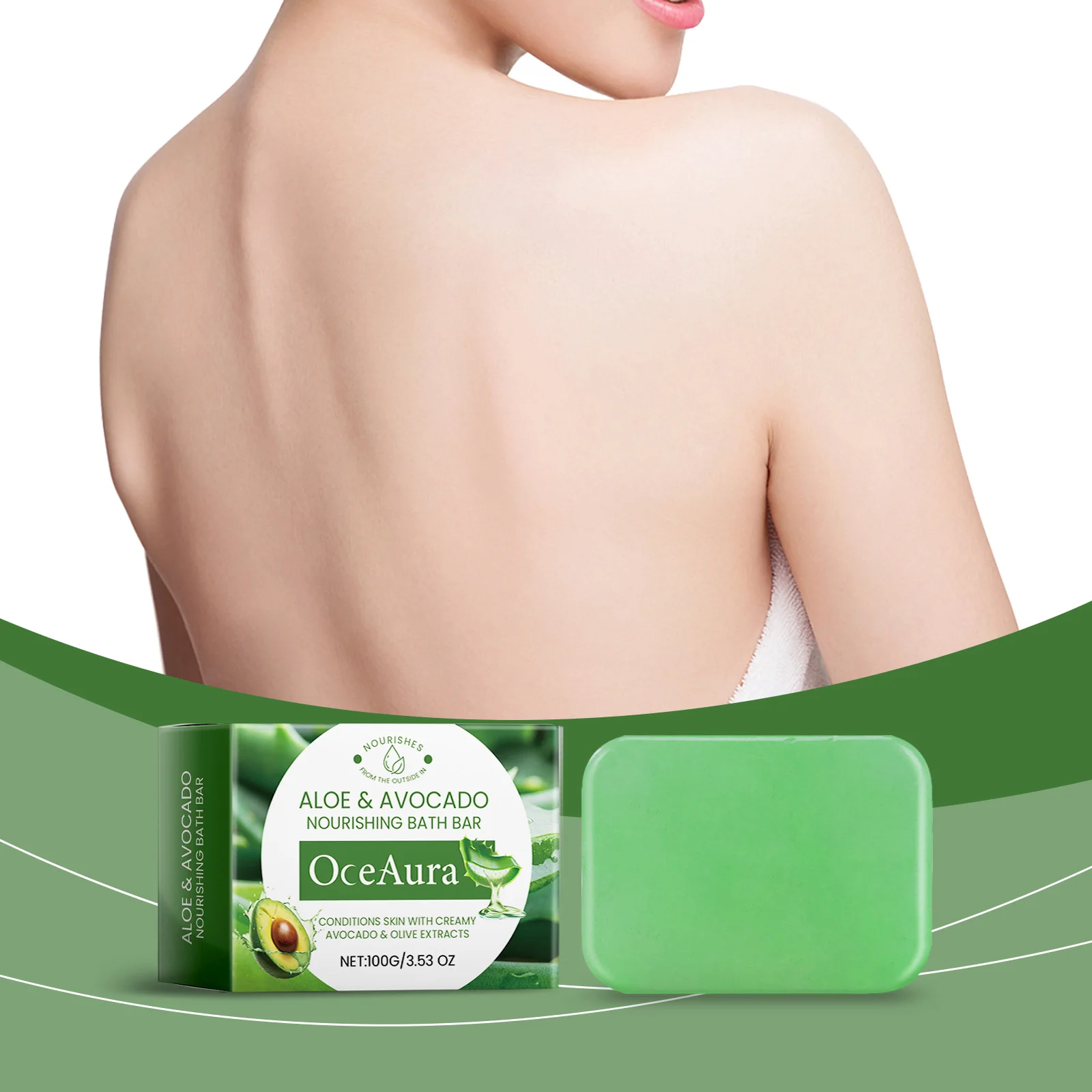 OceAura Avocado Nourishing Bath Bar Calming and Soothing Soap Gently Cleanse the Skin Helping to Remove Dirt and Excess Oil