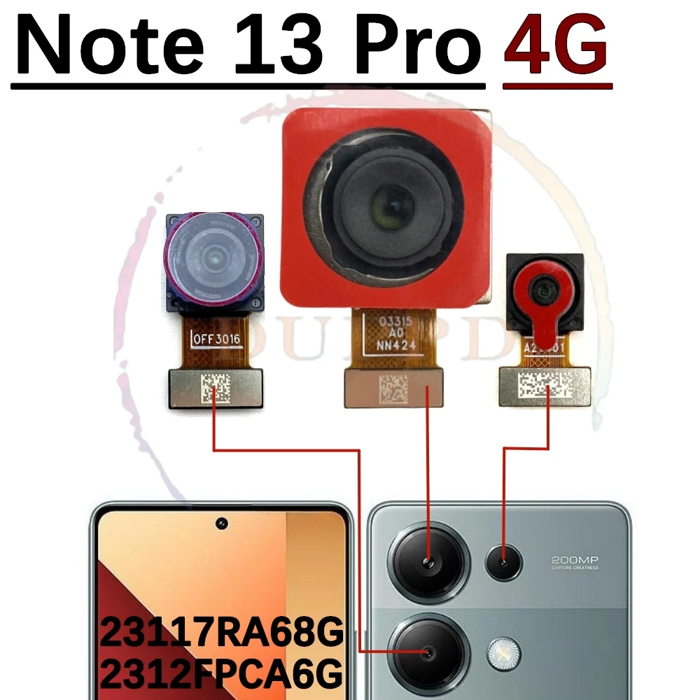 Caméra Arrière Principal Clappio 108MP Pour Xiaomi Redmi Note 13 (4G/5G) - Noir