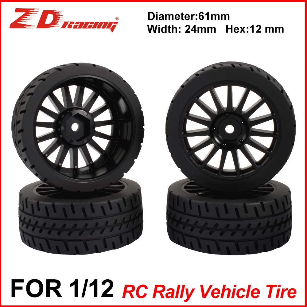 ZD Racing 2PCS RC Autoreifen Gummireifen Sechskant 12mm für Fernbedienung Racing Drift Car und 1/12 ZD Racing RX12 Originalreifen