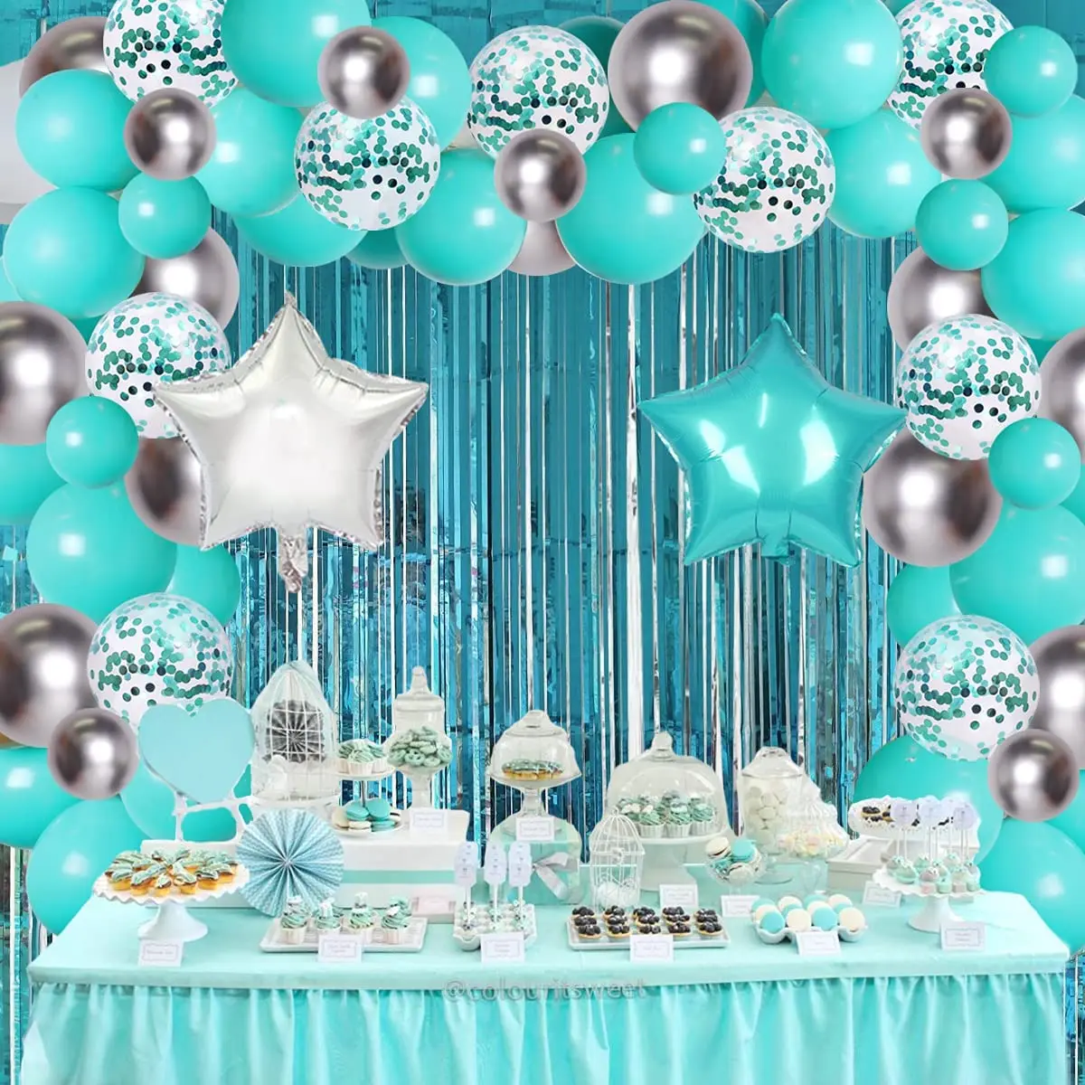 Decoraciones de fiesta de 40 cumpleaños turquesa para mujer, pancarta azul  azulado, 40 cumpleaños feliz, Kit de globos - AliExpress