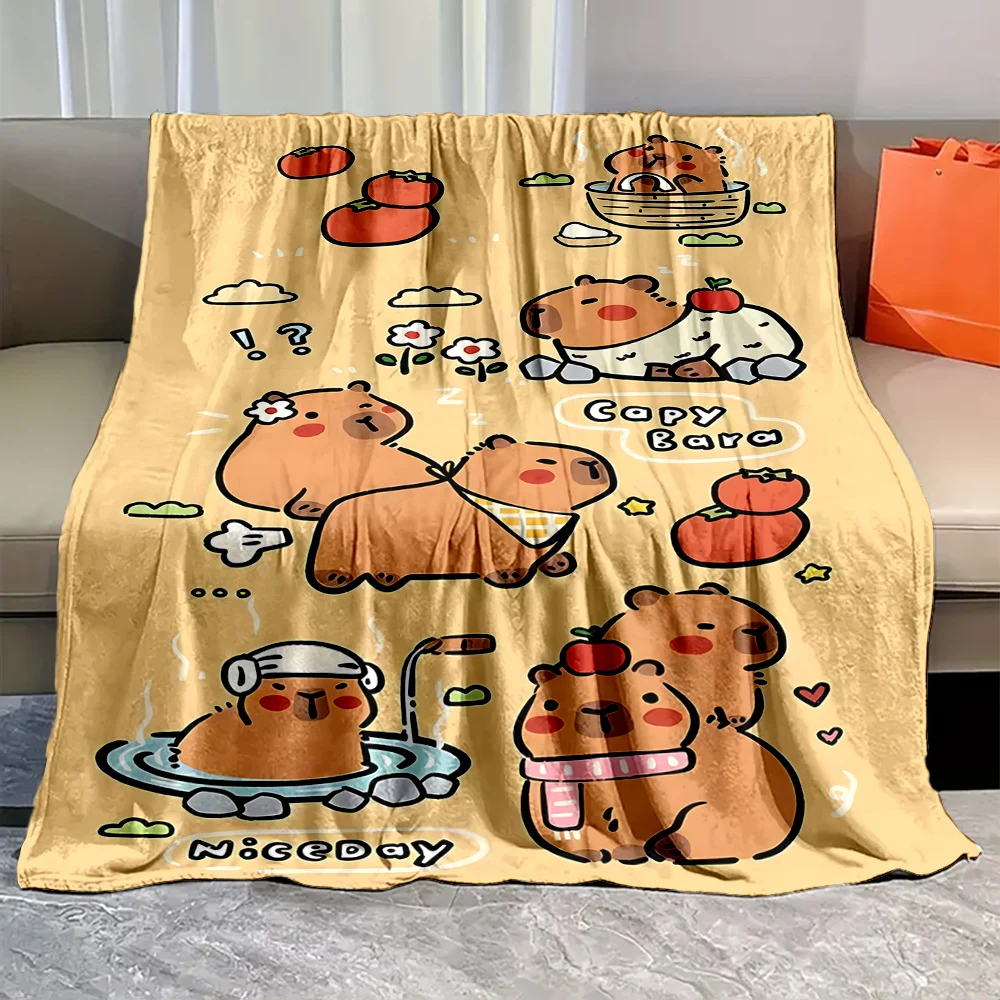 Cute Cartoon Cabypara Print Blanket Warm Soft and Comfortable Home Travel Blanket Sofa Bedding Camping Cars Blankets for Gifts 4