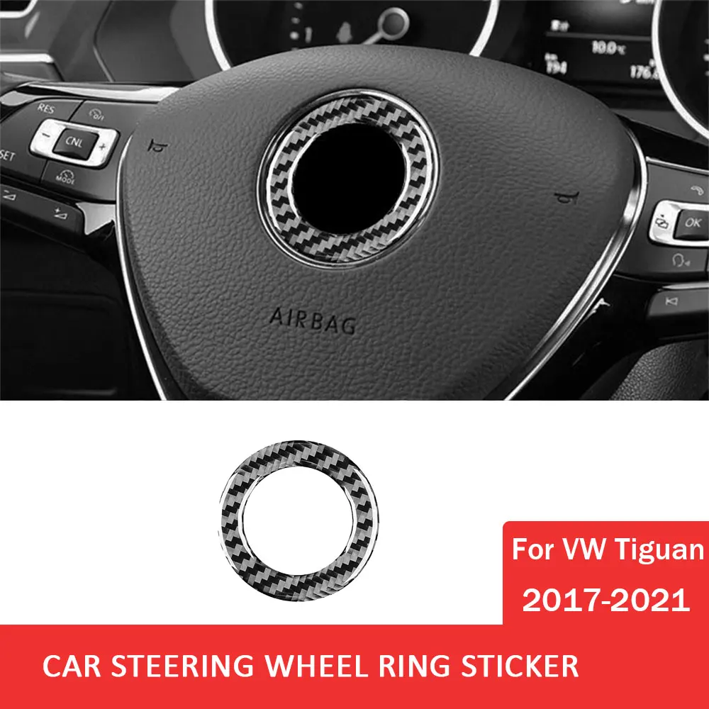 

Автомобильное кольцо на руль, отделка, наклейка для Volkswagen VW Tiguan 2017-2021, украшение из углеродного волокна, автомобильные аксессуары для интерьера