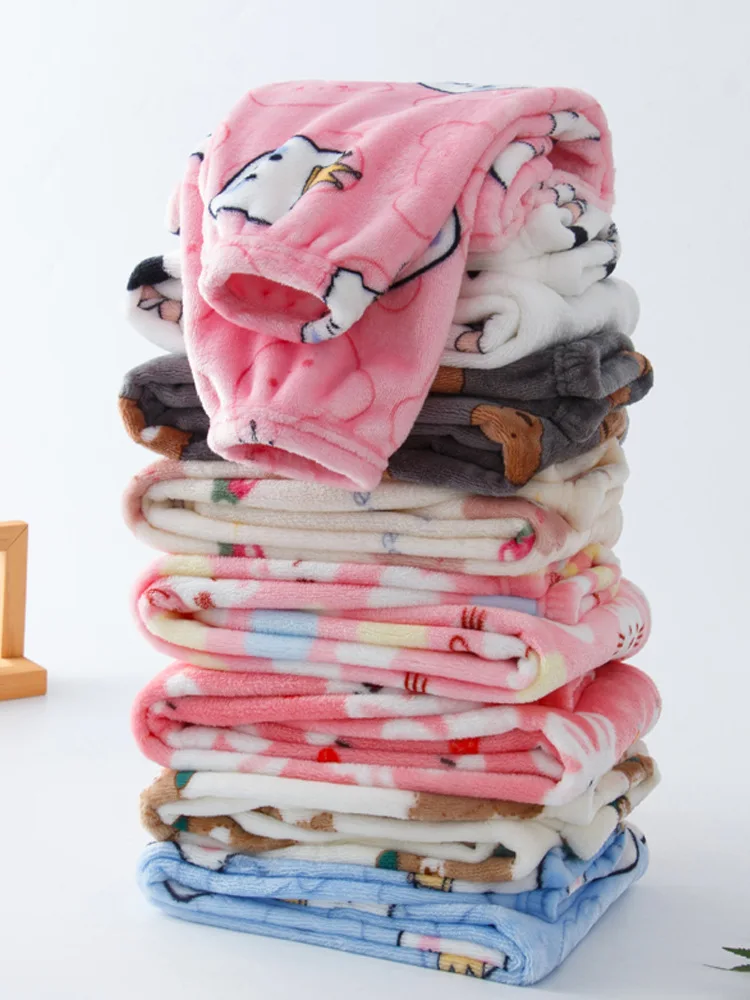 Fall/winter thickened pajama pants for children Coral velvet boys loose house pants for babies warm flannel trousers girls