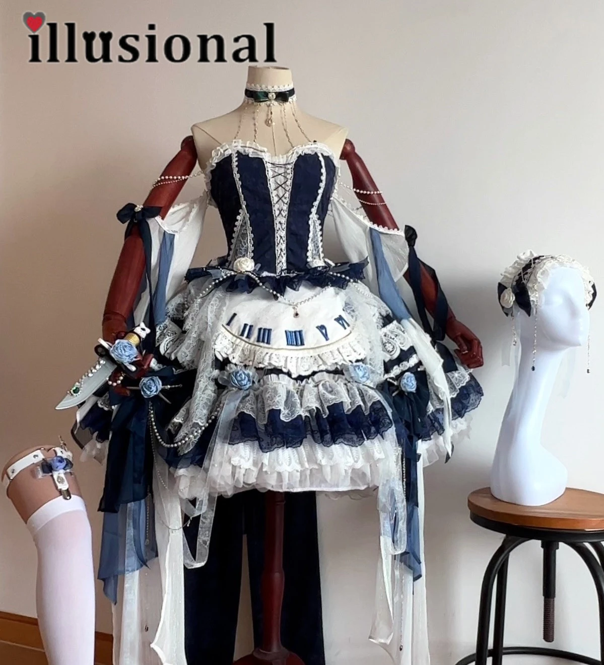 

illusional Custom size Touhou Project Izayoi Sakuya Cosplay Costume Izayoi Sakuya Lolita dress Halloween Costumes