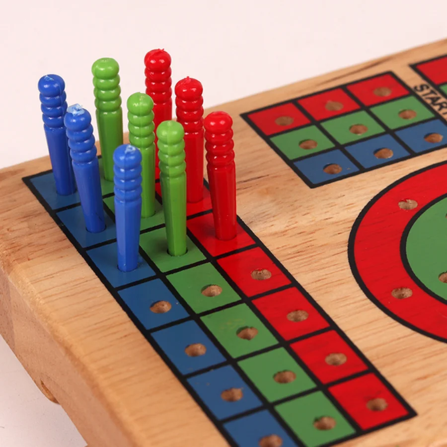 Wood Cribbage Board Game Classic 3 Track Cribbage Board With 9 Pegs Portable Card Game For Adult Indoor & Outdoor