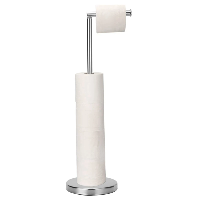 

2X Toilet Paper Holder, Free Standing Toilet Paper Holder Stand With Reserve For 4 Spare Rolls, Sturdy Base