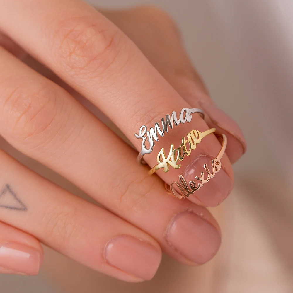 

Custom Name Rings for Women Gold Color Stainless Steel Finger Couple Open Ring Personalized Jewelry Birthday Gifts Bijoux Femme