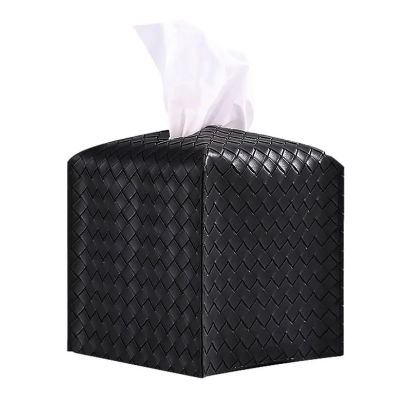 

Facial Tissue Holder Car Tissue Box Napkin Dispenser Decorative Cube Desk Accessories Tissue Holder Square PU Leather Tissue Box