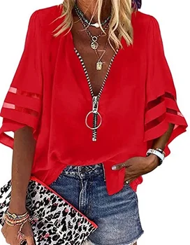 Summer Women Print Tees Shirts Loose Vintage Zipper Off Shoulder Sexy Hole Blouse Top Loose 2024 Casual Short Sleeve Tops 1