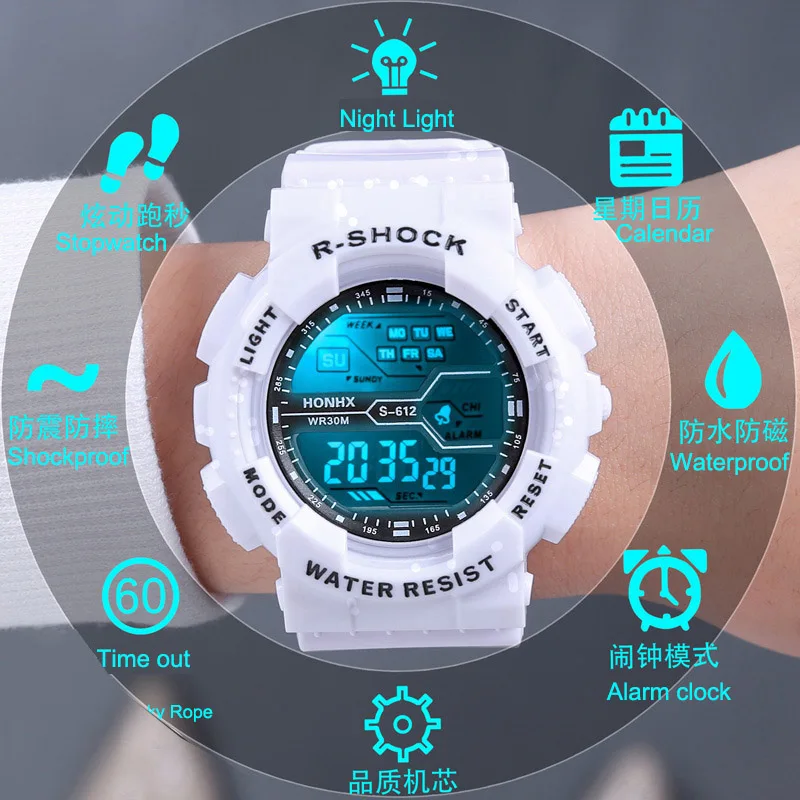modern multi-function sports LED digital watch
