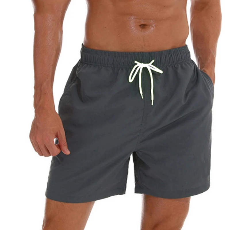Men's Swim Trunks Beach Shorts Drawstring with Mesh Lining Elastic Waist Plain Breathable Soft Casual Daily Streetwear 3