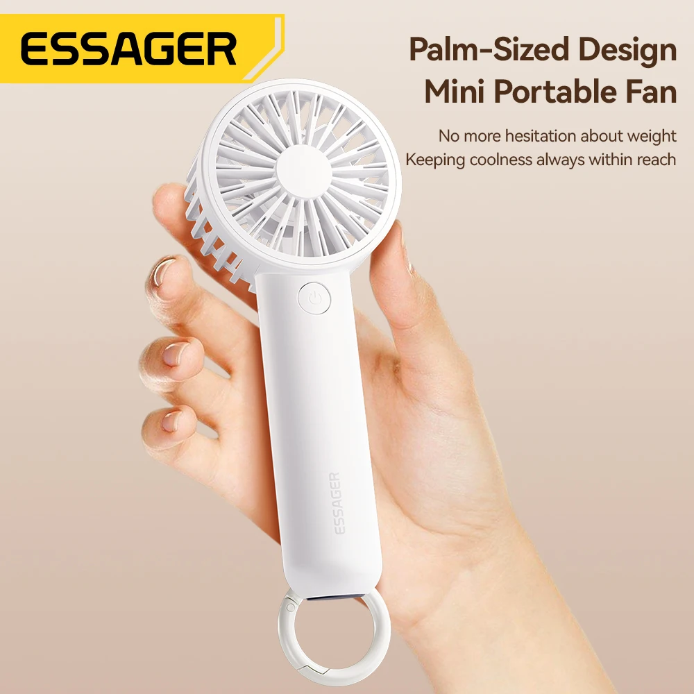 1200mAh USB Handheld Mini Fan handheld fan Portable Multifunction 3 Speed Type C Rechargeable Fans With Carabiner For Outdoor Travel
