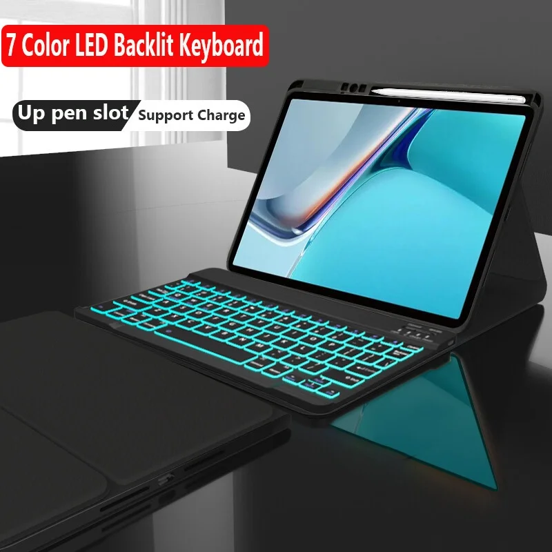

For iPad 9th Gen 10.2 Cover 7 Color Keyboard Case For iPad 10.2 8th 7th Pro 11 2021 2020 Air 5 4 10.9 Pro 10.5 Keyboard PU