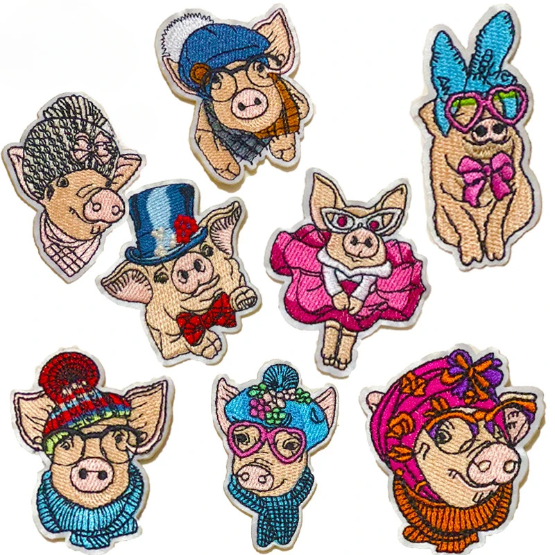 

20pcs/Lot Luxury Anime Embroidery Patch Chinese Zodiac Piggy Glasses Flower Hat Bag Kids Clothing Decoration Craft Diy Applique