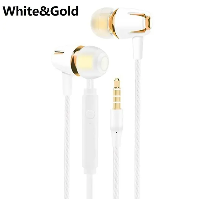 Wired Earphone Electroplating Bass Stereo In-ear Headsets with Mic Hansfree Call Phone Headphone for Android iOS Dropshipping Gold