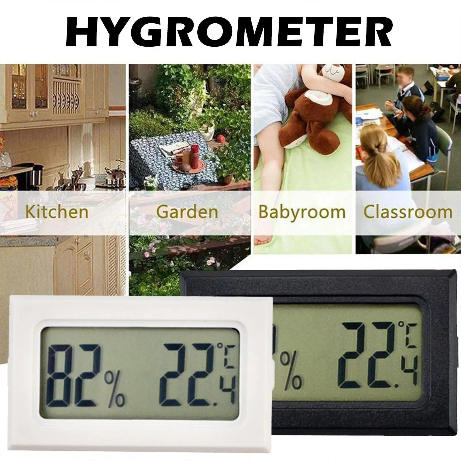 Mini Digital Embedded Temperature Humidity Meter LCD Indoor Convenient Temperature Sensor Left And Right Screens 50~110 Degree 4