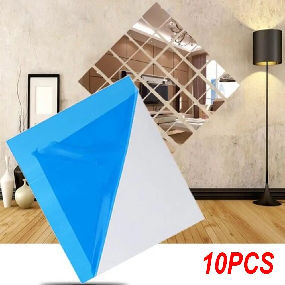 Description Picture 2 of item10pcs Home Decor Bathroom Self-adhesive Mural Mirror Stickers Wall Tile Stickers Square DIY Decals