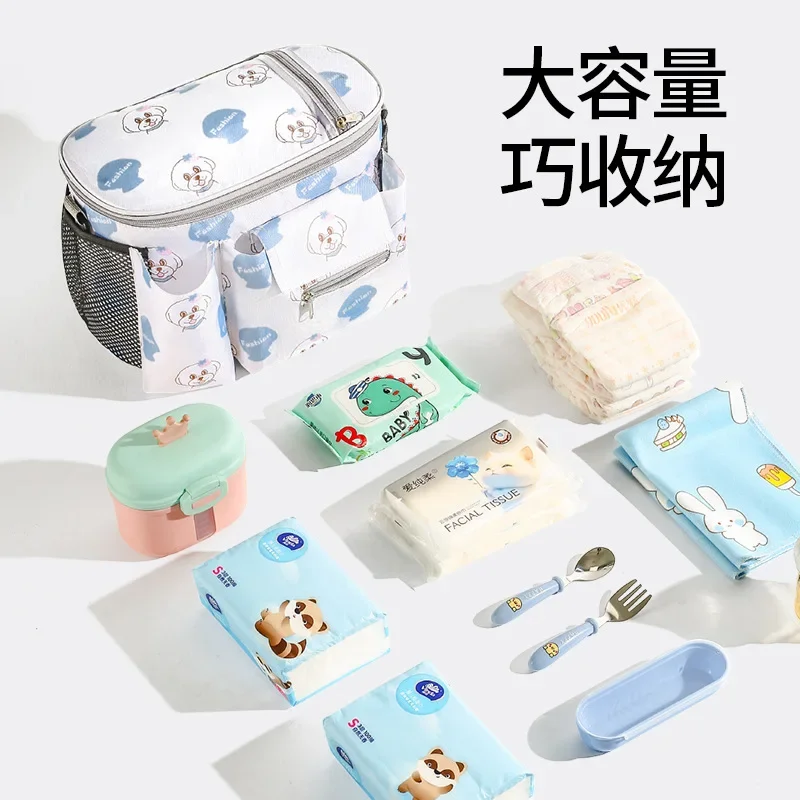 Waterproof Baby Stroller Hanging Bag Large-capacity Diaper Bottle Storage Utili Multifunction Baby Pram Organizer Oxford Cloth